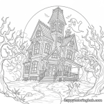 Haunted house color page pdf