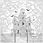 Haunted house coloring pages for adults to print