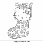 Hello kitty christmas stocking coloring page