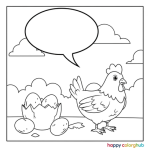 Hen and eggs coloring page free