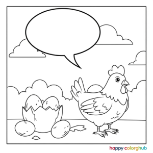 Hen and eggs coloring page free