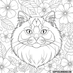 Himalayan cat fluffy coloring sheet