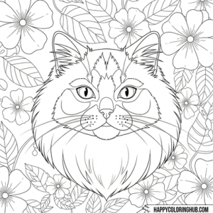 Himalayan cat fluffy coloring sheet