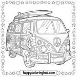 Hippie van coloring page