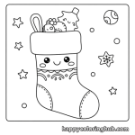 Holiday stocking coloring page printable