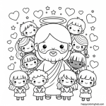 Jesus loves the children coloring page