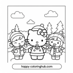Kids christmas coloring pages hello kitty