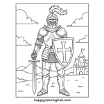 Knight in shining armor coloring page