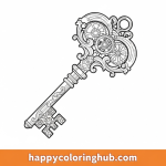 Large coloring page of a key