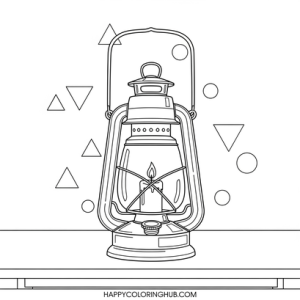Large print lantern simple coloring sheet