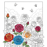 Large print rose coloring pages for beginners