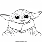 Mandalorian coloring page baby yoda
