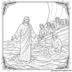 Matthew 14 coloring page for kids