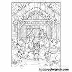 Nativity scene coloring pages