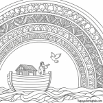 Noah s ark and rainbow coloring page