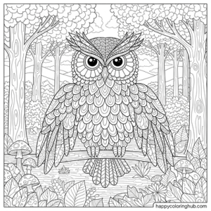 Owl zentangle coloring page