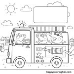 Peppa pig fire truck coloring page
