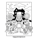Plants vs zombies night coloring pages