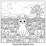 Preschool easy coloring pages cute halloween cat