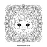 Printable coloring page of little boys faces