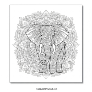 Printable elephant coloring pages for adults – Happy Coloring Hub ...