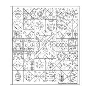 Quilt blocks coloring pages to print