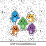 Rainbow friends coloring paper