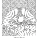 Rainbow landscape coloring page