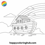 Rainbow noah s ark coloring page