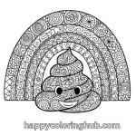 Rainbow poop emoji coloring page