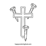 Religious easter nails on the cross coloring pages for adults