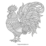 Rooster morning crow coloring sheet