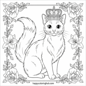 Russian blue cat simple coloring page