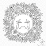 Sad emoji coloring page png