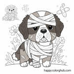 Saint bernard rescue dog coloring sheet