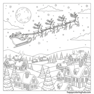 Santa claus reindeer printable coloring page