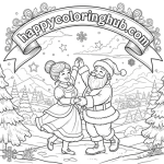 Santa mrs claus and reindeer coloring pages