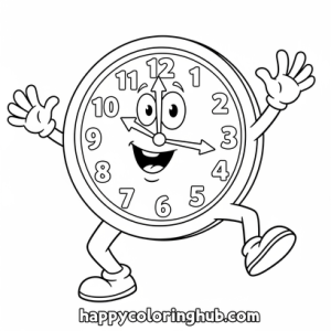 Simple clock face bold coloring page