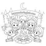Simple fire campfire bold coloring page