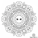 Simple flower mandala coloring pages