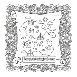 Simple map scroll bold coloring page