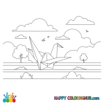 Simple origami bird coloring sheet