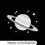 Simple saturn planet bold coloring page