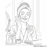 Simple skincare routine coloring page