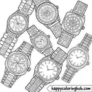 Simple watch wrist bold coloring sheet