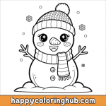 Snowman at christmas time color page