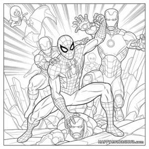 Spiderman iron man coloring page