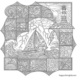 Storm at sea quilt coloring page