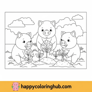 The 3 little pigs coloring pages