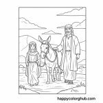 The jesus, mary & joseph and the children of the world coloring page